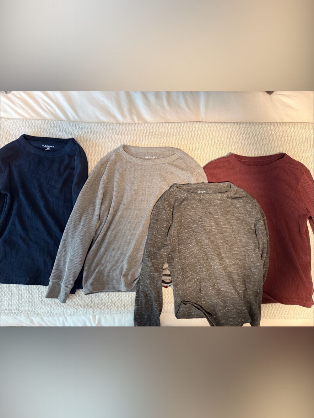 Boys Long-Sleeve Waffle Crew | Navy, Gray, Charcoal, Burgundy